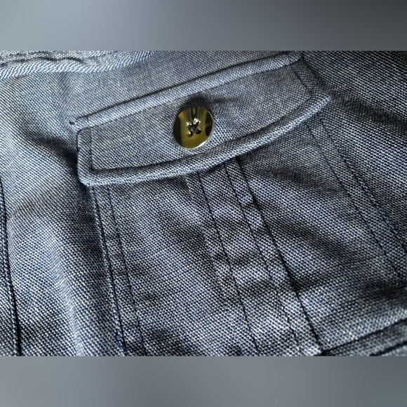 NWT New York & Company 7th Avenue Belted Button Front Skirt Blue Size: 4 - Picture 4 of 6